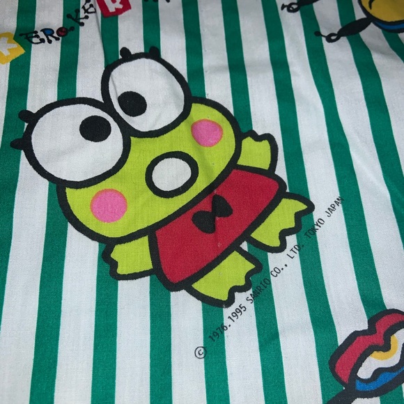 Vintage 1995 Keroppi Sanrio Hello Kitty Japan Green White Bed Comforter 56Wx66L - Picture 4 of 8